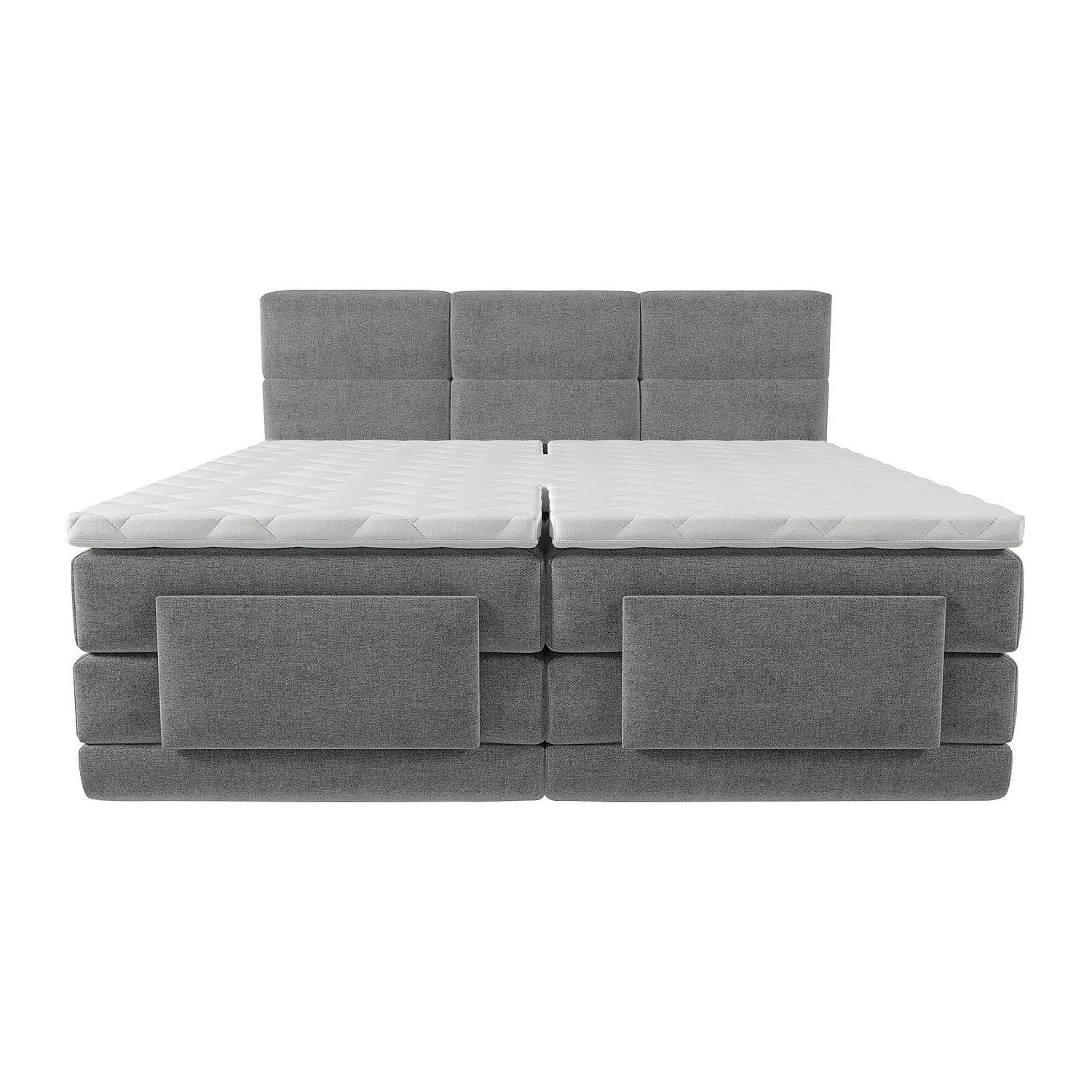 Vente-unique Boxspringbett Lodi Hellgrau 215 cm