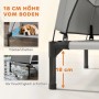 PawHut Hundebett, erhöht mit Sonnendach, hellgrau/schwarz, atmungsaktiv und feuchtigkeitsabweisend.
