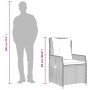 vidaXL Garten-Essgruppe, 5-teilig, schwarz, Poly Rattan, mit Maßen und Vergleich zu einer Person.