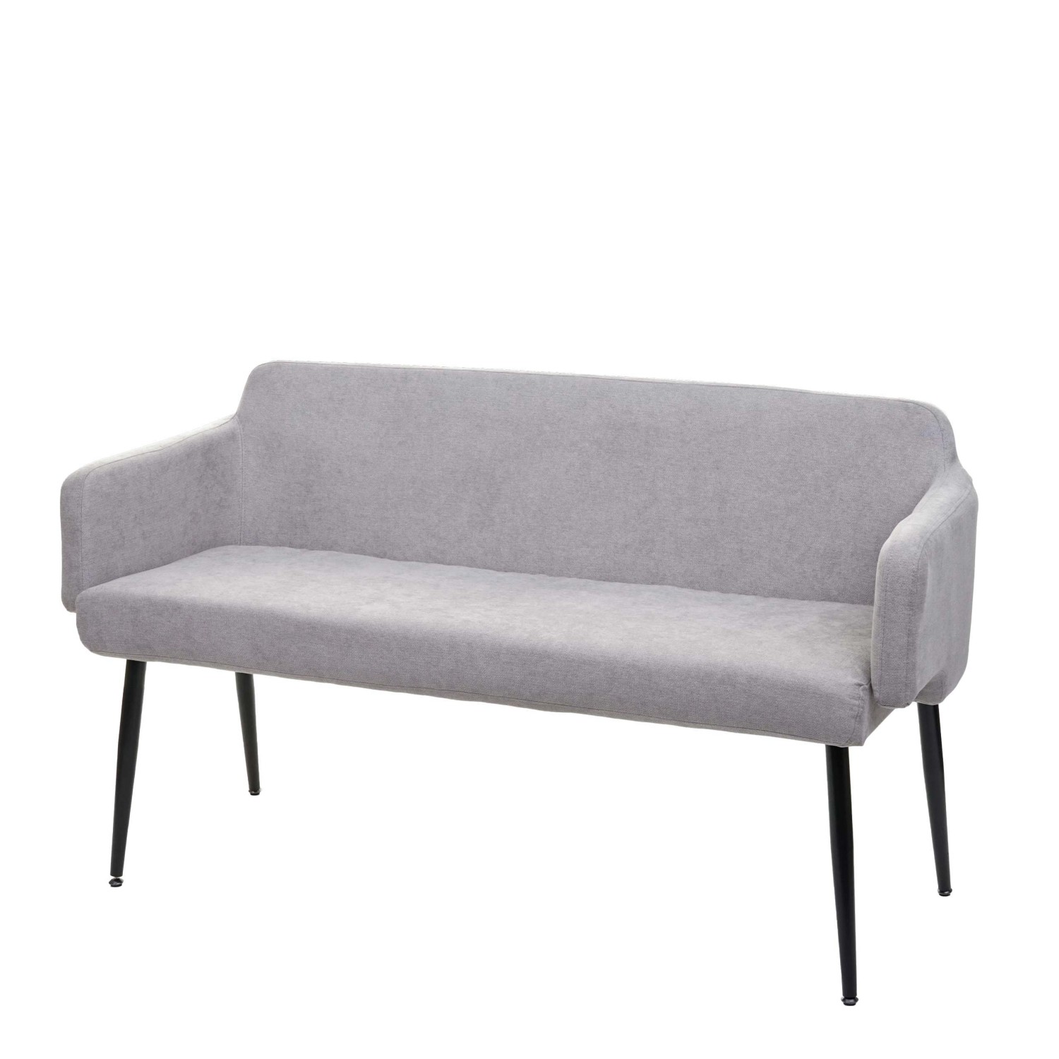 BERLINLODGE Sitzbank 77x133x56cm Sitzhöhe 48cm Rückenlehne Armlehne Stoff/Textil 133cm Grau