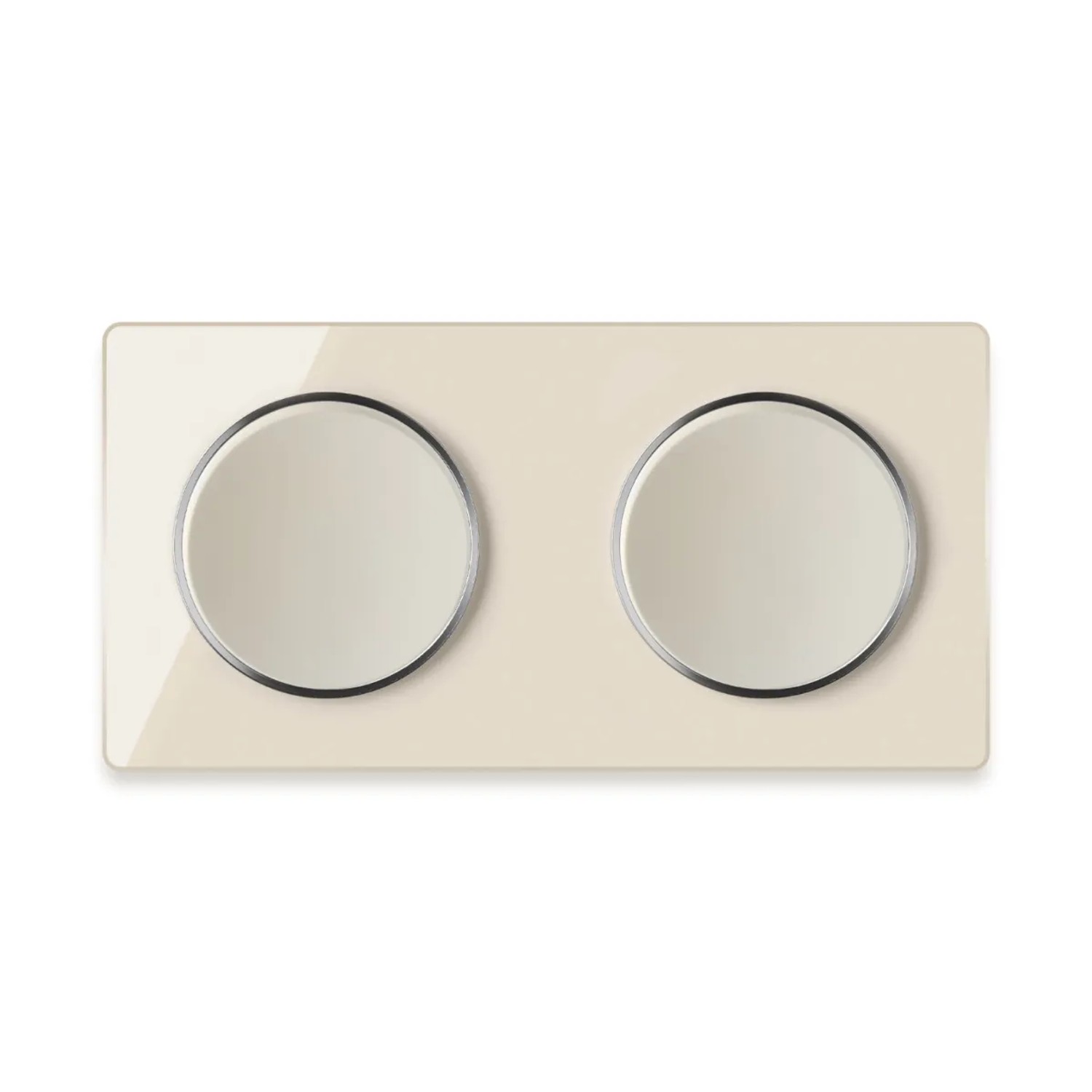 OneKeyElectro 2x Lichtschalter mit Glas Abdeckrahmen 2fach Waagerecht Beige