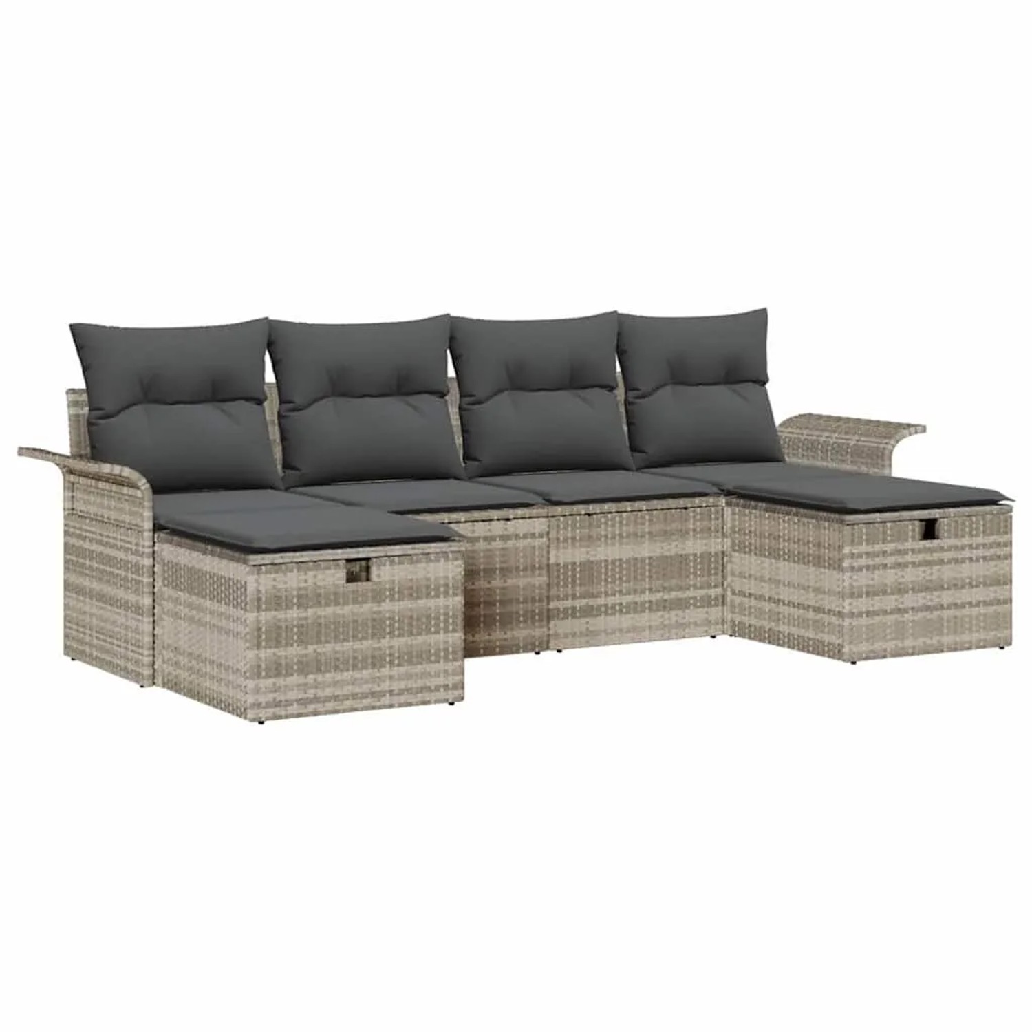 vidaXL Gartensofa-set mit Kissen 6-Tlg Hellgrau Poly-Rattan 3358921 günstig online kaufen