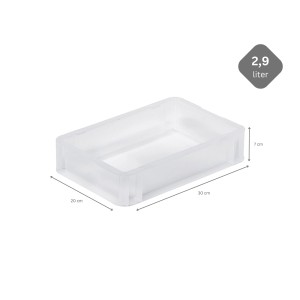 Transparente Eurobox BasicLine, 2,9 Liter, mit geschlossenem Griff und Klickdeckel. Ideal für Lagerung und Transport.