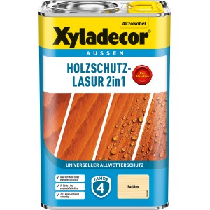 Xyladecor Holzschutz-Lasur 2in1, farblos, 4L Dose für den Außenbereich. Holzlasur mit Wetterschutz.