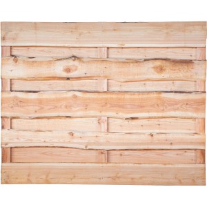 Sägeraues Lärchenholz-Sichtschutzelement Lolland mit Baumkante, 180x150 cm, 3 Riegel.
