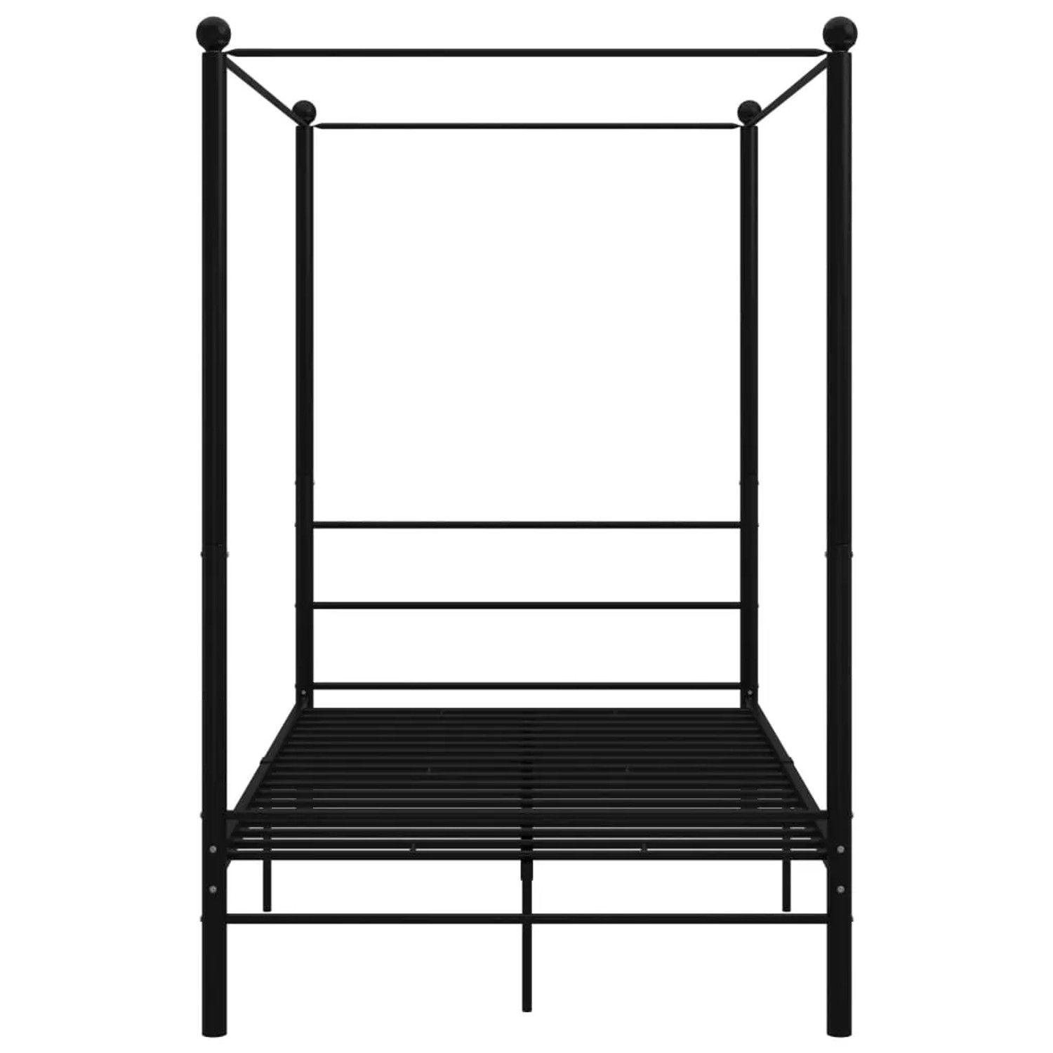 Schwarzes Metall Himmelbett, 120x200 cm, elegantes Design für Schlafzimmer.