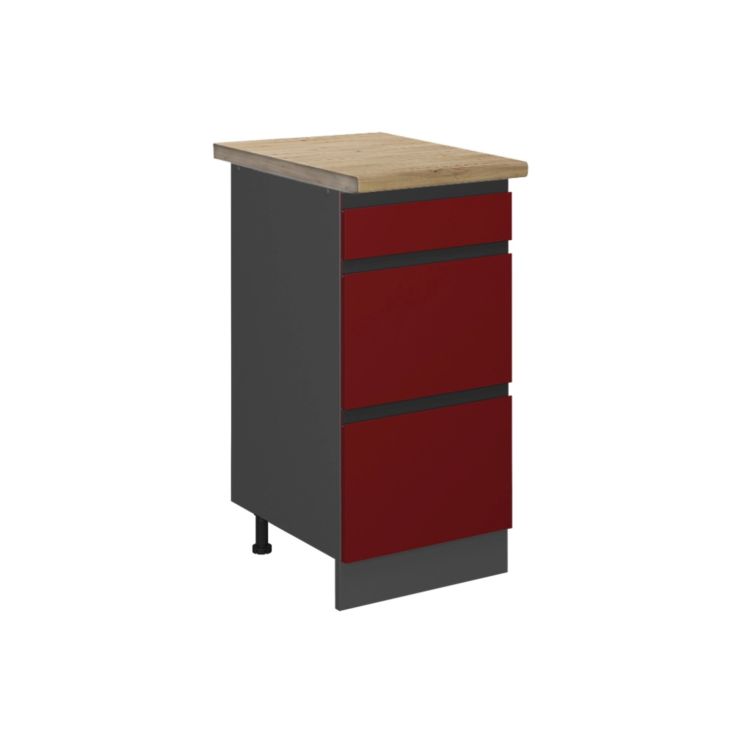 Vicco Küchenunterschrank R-Line Rot/Anthrazit 40 cm mit Schubladen AP Eiche