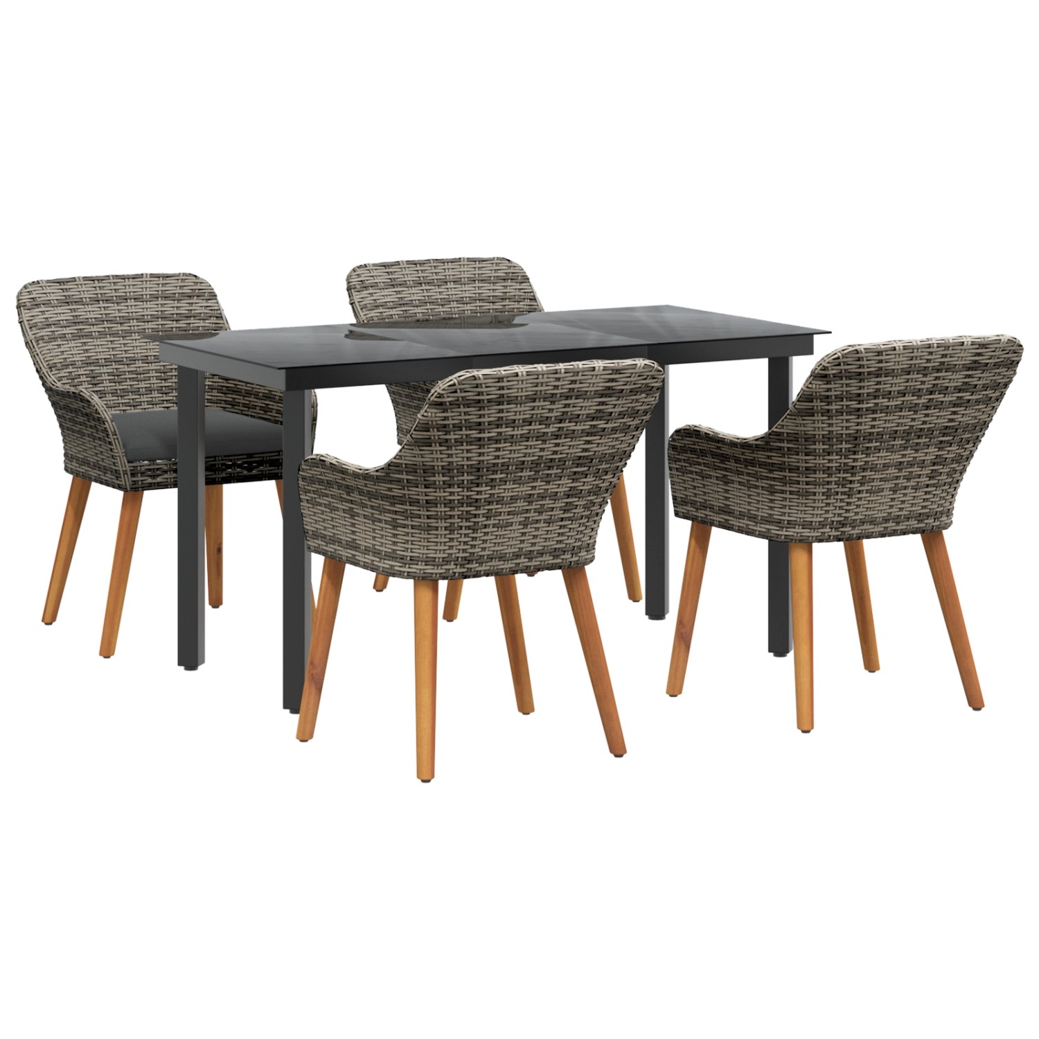 vidaXL 5-Teiliges Garten Essset Graue Poly Rattan 3261686 günstig online kaufen