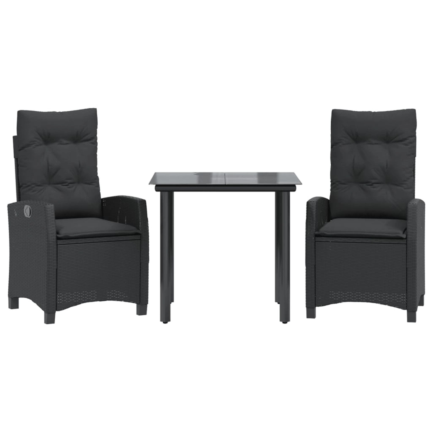 vidaXL 3-Tlg Garten-Essgruppe mit Kissen Schwarz Poly Rattan 3212752 günstig online kaufen
