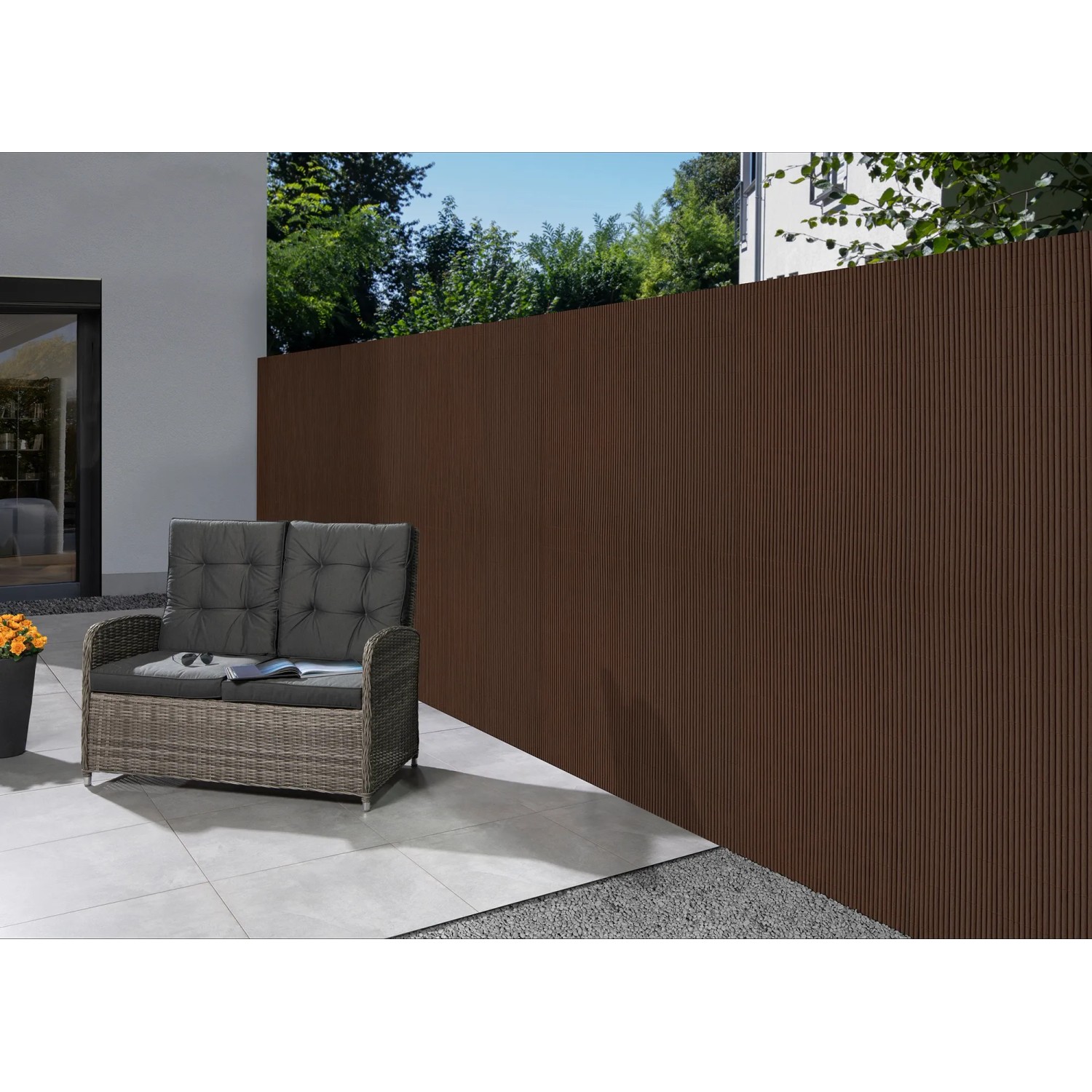 Floraworld Sichtschutz Premium Plus, 180x300 cm, dunkelbraun. Robuste Sichtschutzmatte für Balkon und Garten.