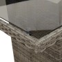 Detailansicht Gartentisch der vidaXL Essgruppe: Graues Rattan, Glasplatte. Gartenmöbel für Terrasse und Garten.