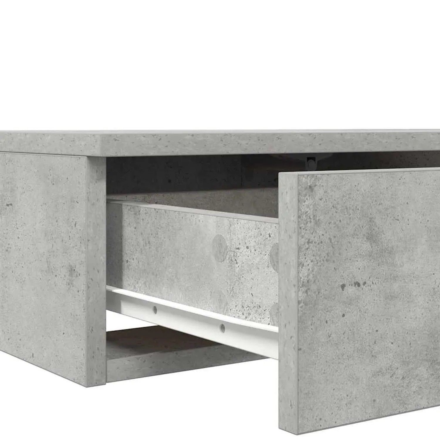 vidaXL Bettschublade Betongrau aus Holzwerkstoff, teilweise geöffnet. Modernes Design für Nachttische.