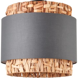 Grau-beige Deckenleuchte Waterlilly, 35 cm, mit Schirm aus Wasserhyazinthe und Textil.
