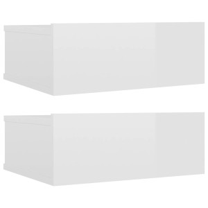Zwei hochglanz-weiße, hängende Nachttische (40x30x15 cm) von vidaXL.