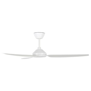 Weißer Lucci Air Polis Deckenventilator für Außenbereich mit drei Flügeln und Fernbedienung.