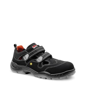 Elten Sicherheitssandale Scott ESD S1 Gr. 38, schwarze Arbeitssandale mit Klettverschluss.
