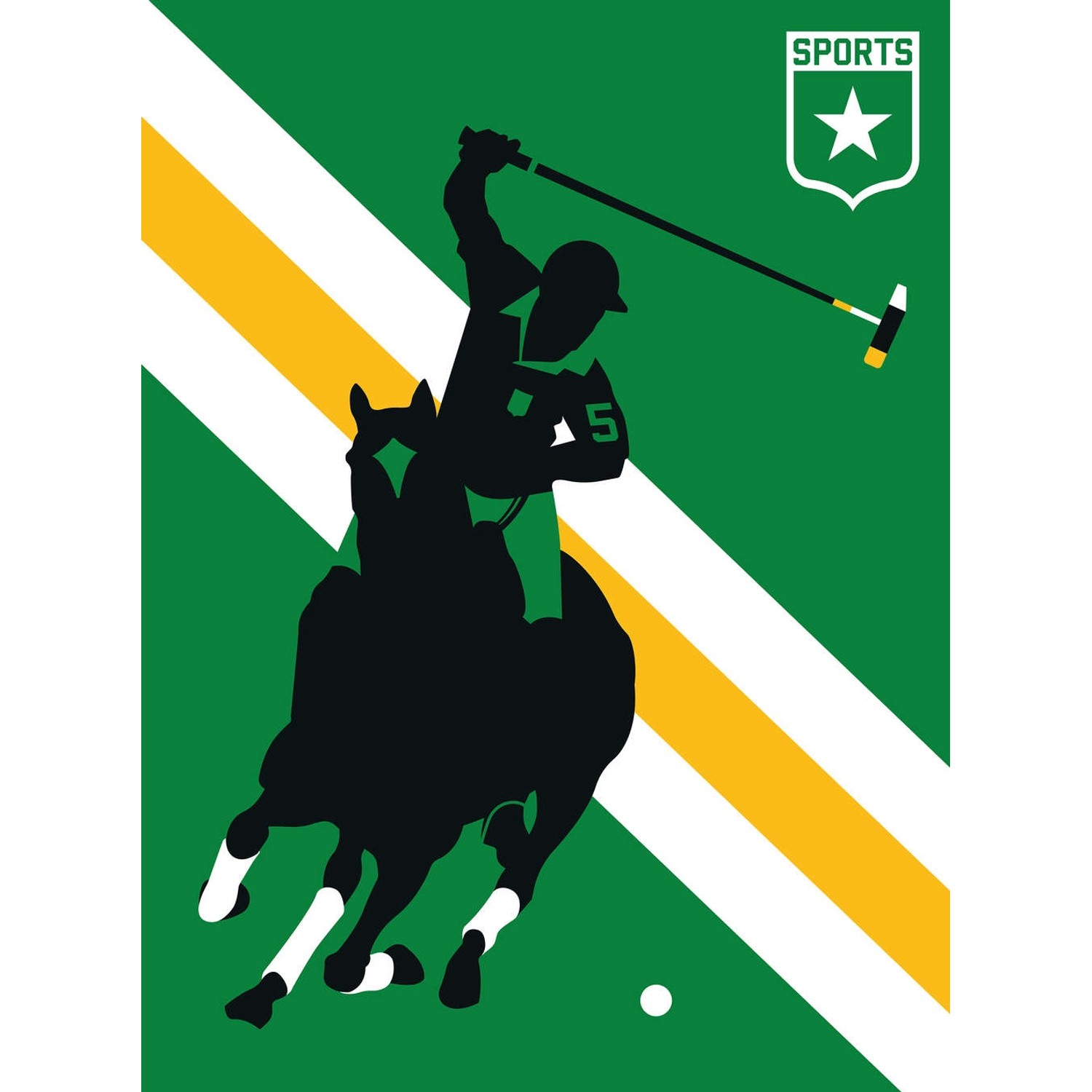 Fototapete Polo Spieler Weiß Gelb Grün Schwarz 2,00 m x 2,70 m FSC®