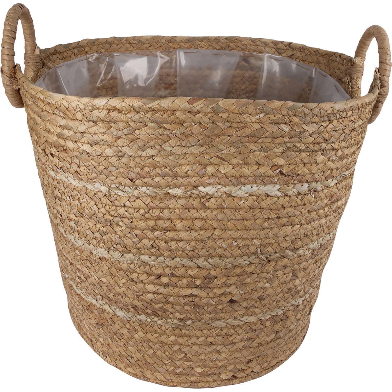 Brauner Pflanzkorb Ø 40 cm mit Henkeln, rustikaler Übertopf für Innenräume.