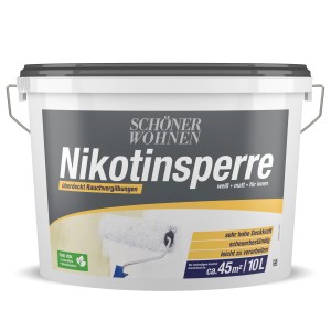 Eimer Schöner Wohnen Nikotinsperre, weiße Nikotinfarbe, matt, 10 l. Spezialdispersion gegen Rauchvergilbung.