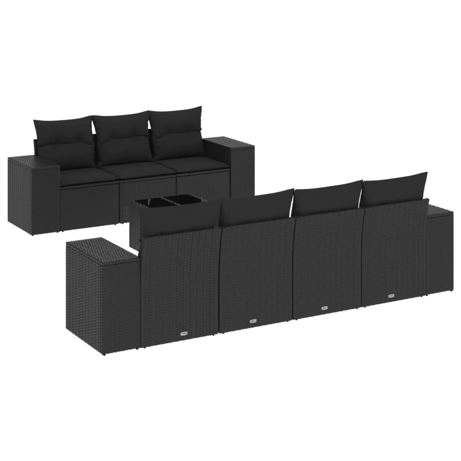 vidaXL 8-Tlg Garten-Sofagarnitur mit Kissen Schwarz Poly Rattan 3254662 günstig online kaufen