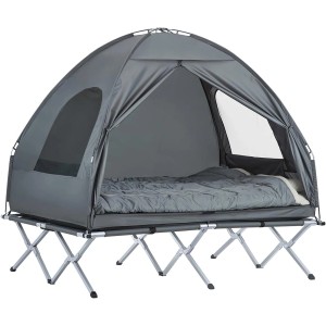 Graues SoBuy 4in1 Feldbett-Zelt mit Campingliege für 2 Personen. Ideal für Camping & Outdoor.