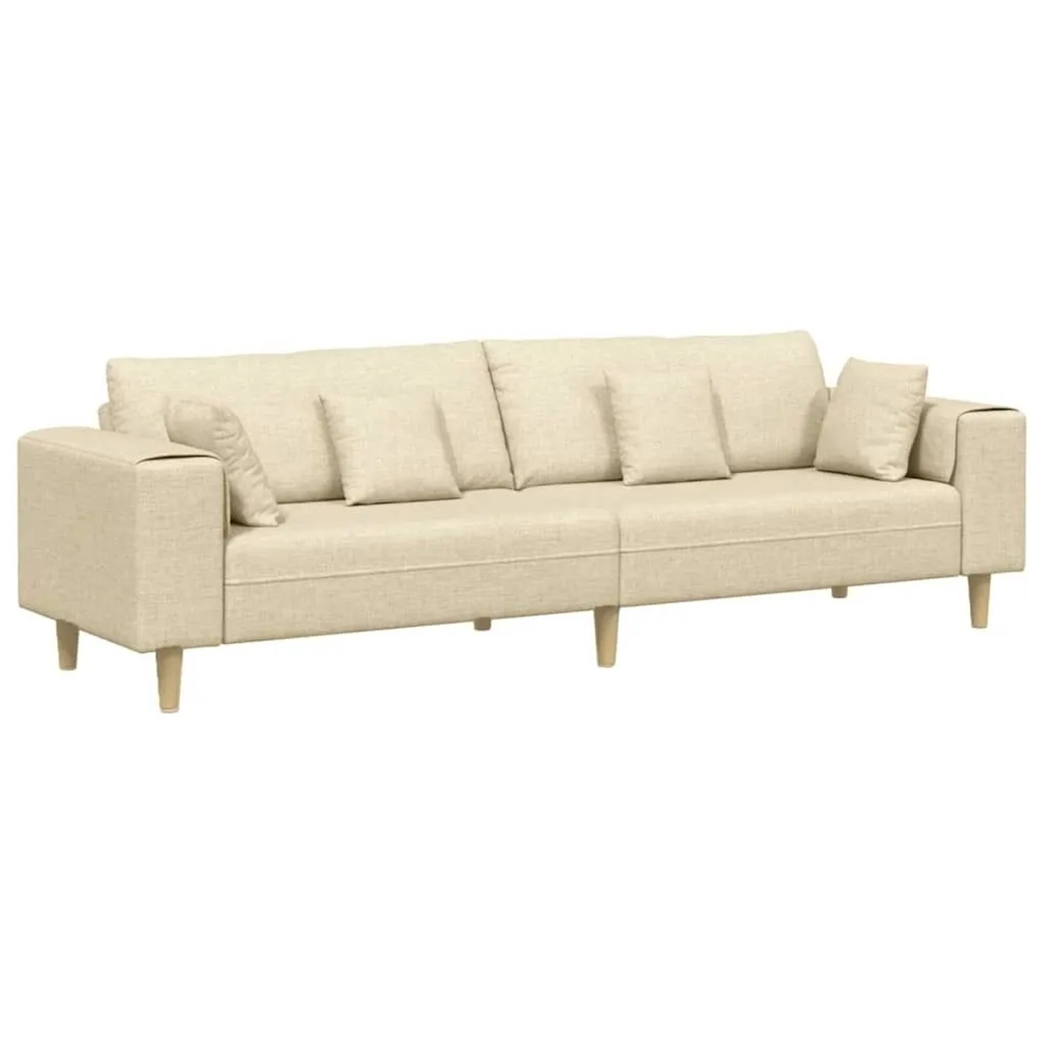 vidaXL Sofa mit Kissen Creme 250 x 77 x 76 cm Stoff 3335149