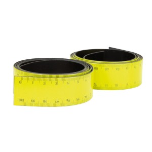 2er Set Sintron Magnetlineal Maßband, 100 cm, gelb mit schwarzer Skala, für Werkstatt und Haushalt.