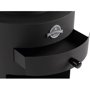Detailansicht des Jamestown Plancha-Grills Redmoon mit Ascheschublade.