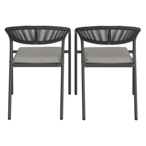 Bessagi Garden Gartensessel Benicio Grau Polywood/Textilene 2er-Set