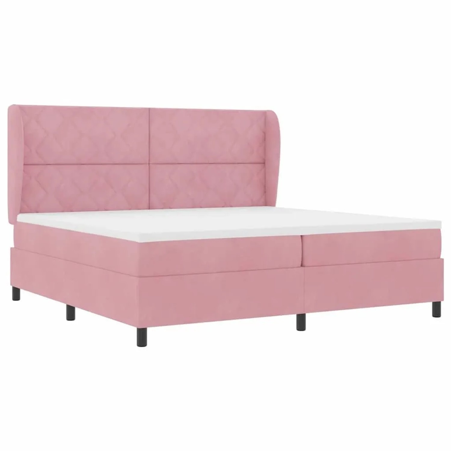 vidaXL Boxspringbett mit Matratze mit Kopfteil Rosa 200 x 200 cm Samt 3341005