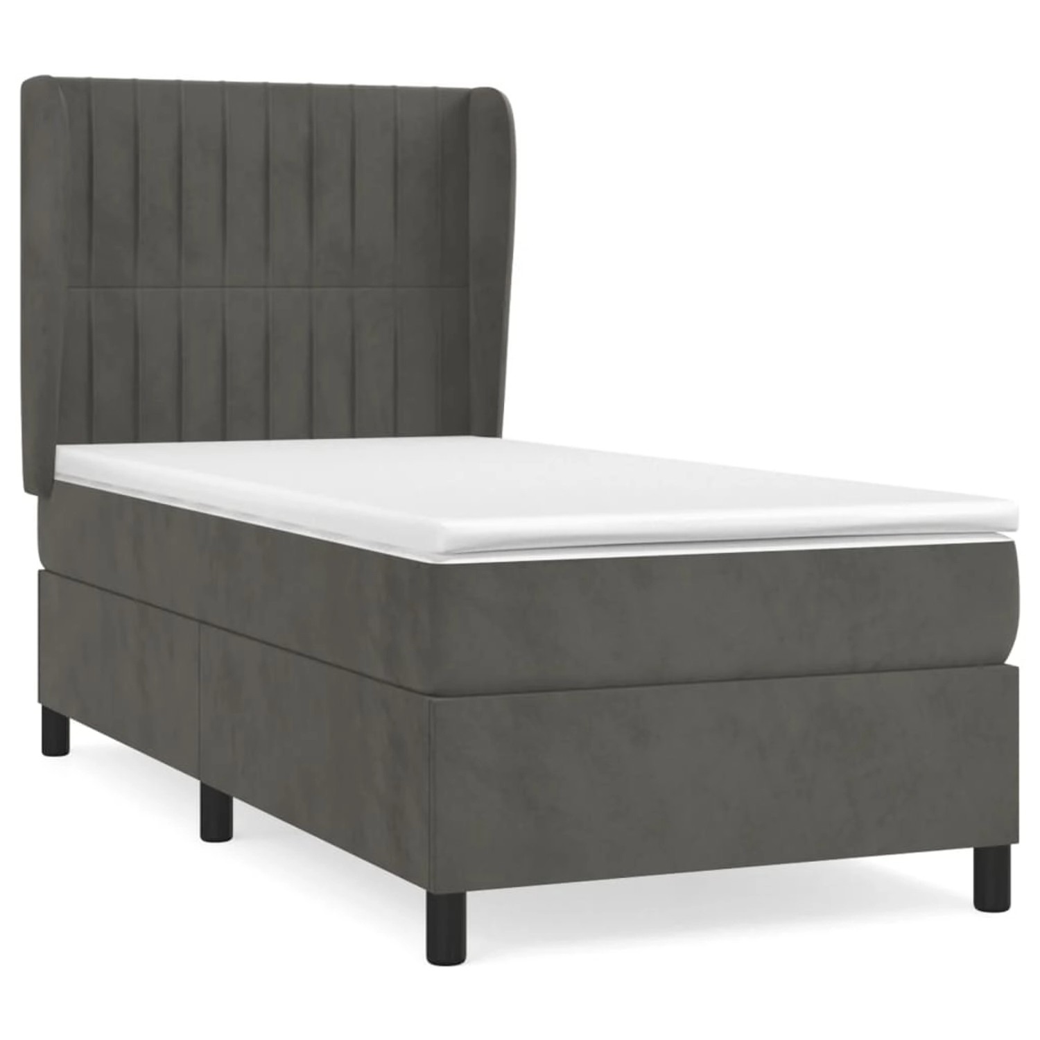 vidaXL Boxspringbett mit Matratze Dunkelgrau 100x200 cm Samt1466547 günstig online kaufen