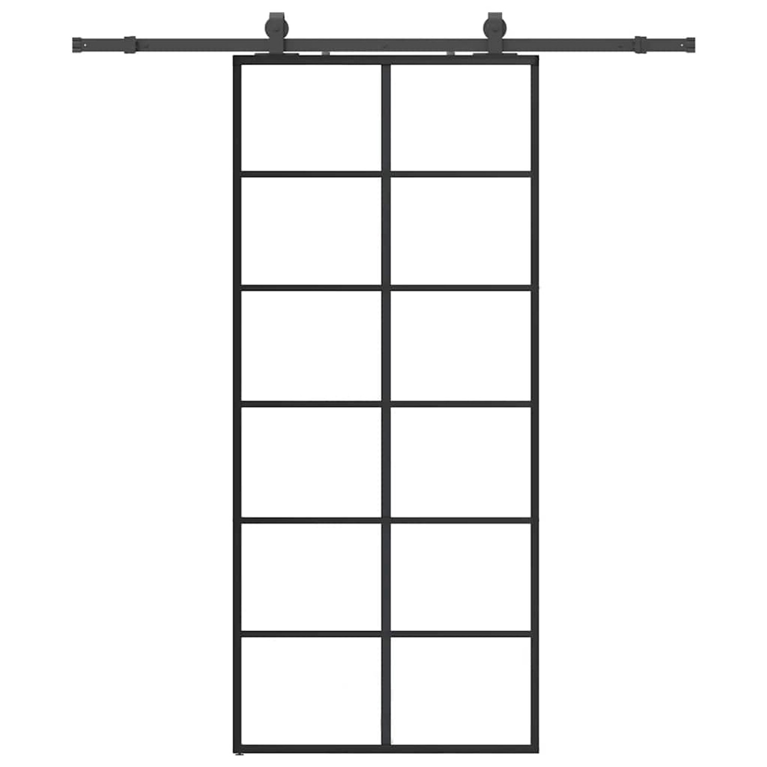 vidaXL Schiebetür mit Beschlag Schwarz 90x205 cm ESG-Glas 3375791 günstig online kaufen