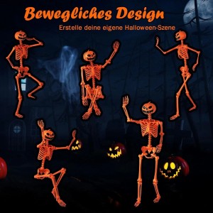 Costway Halloween Deko Skelett Orange 158 cm