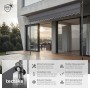 Tectake Klemmmarkise in Grau mit Handkurbel, UV-beständig, als Sonnenschutz auf einer modernen Terrasse.