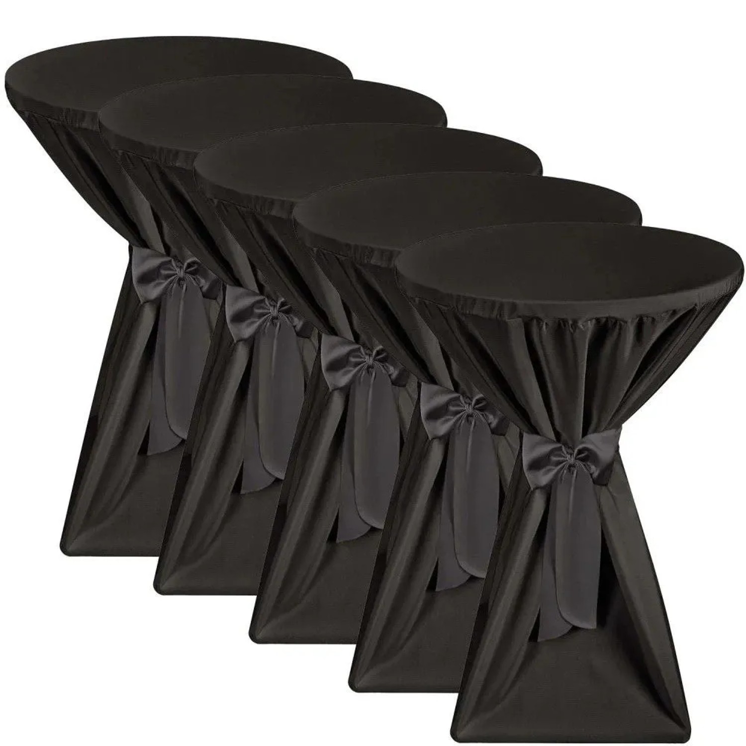Beautissu Premium Stehtischhusse ø 60cm Schwarz 5tlg