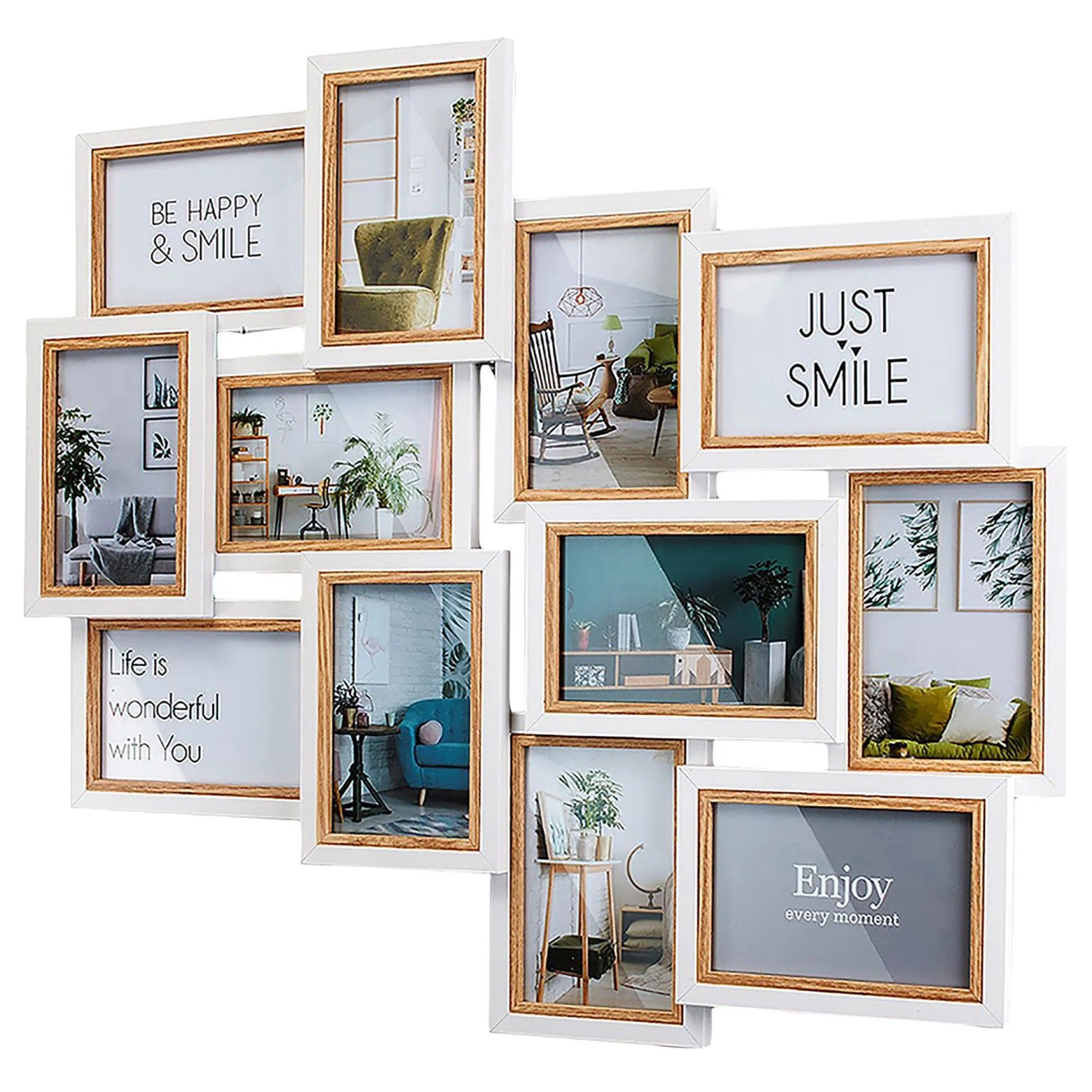 Kobolo Bilderrahmen Collage Merhfachbilderrahmen BIG Holz 12 Bilder 54x61cm
