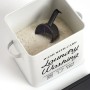 Weiße Waschpulverbox 'Laundry' von Zeller Present aus Metall mit Dosierlöffel und Aufdruck.