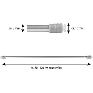 Bestlivings Klemmstange, matt silber, 80-120 cm, ausziehbar für Gardinen & Vorhänge.