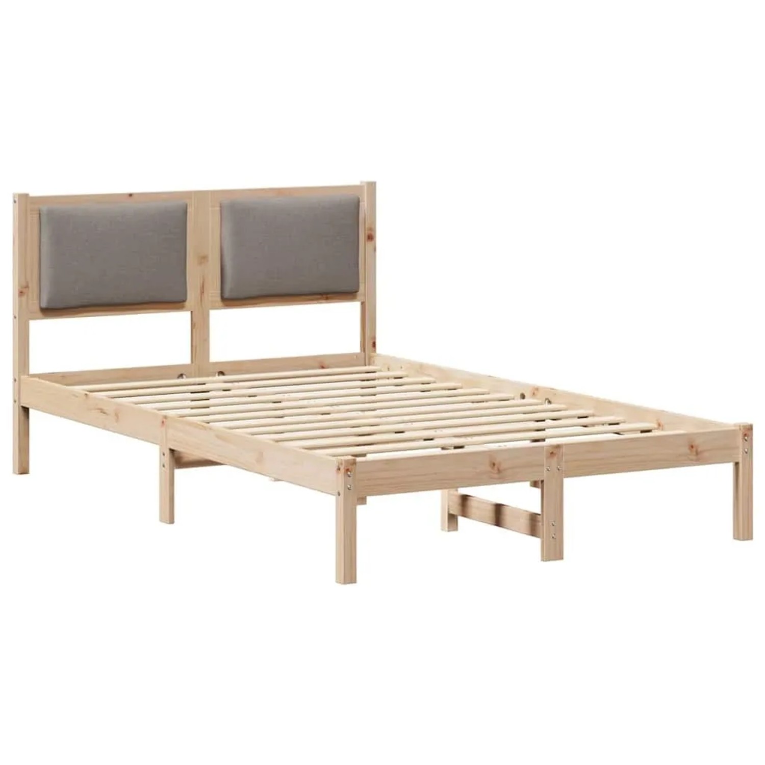 vidaXL Bettrahmen mit Kopfteil Taupe 120 x 200 cm Massives Kiefernholz 878122