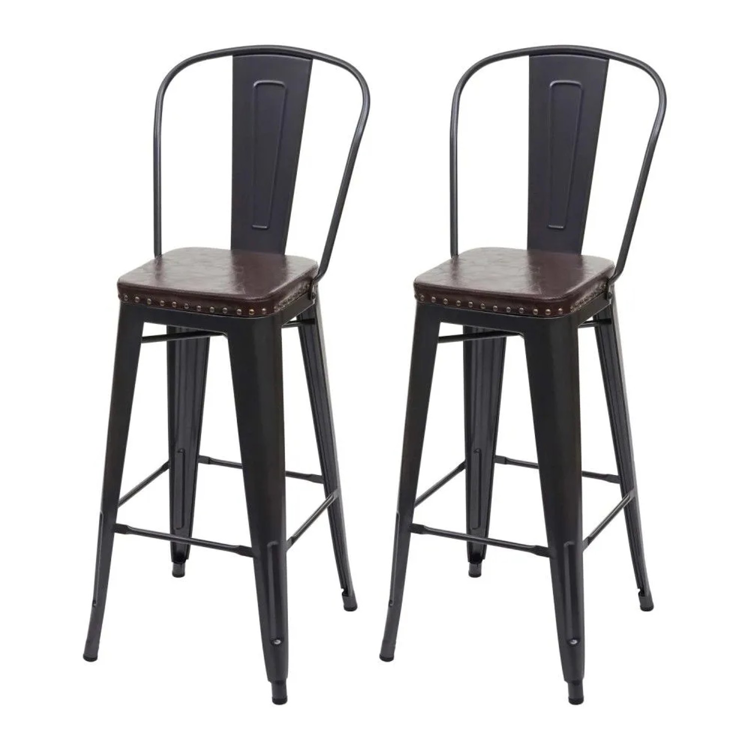 MCW Barhocker H10c 2er-Set Schwarz-Braun