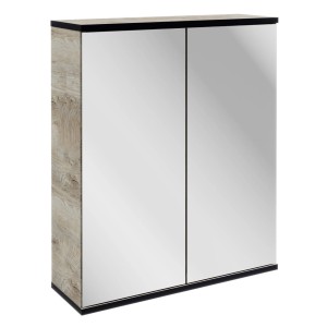 Fackelmann Spiegelschrank TE-A, 60 cm, Nature Oak Holzdekor mit zwei Spiegeltüren.