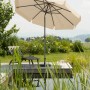 Schneider Marktschirm Orlando, Ø 270 cm, Natur, mit Kurbel, im Garten am Teich.