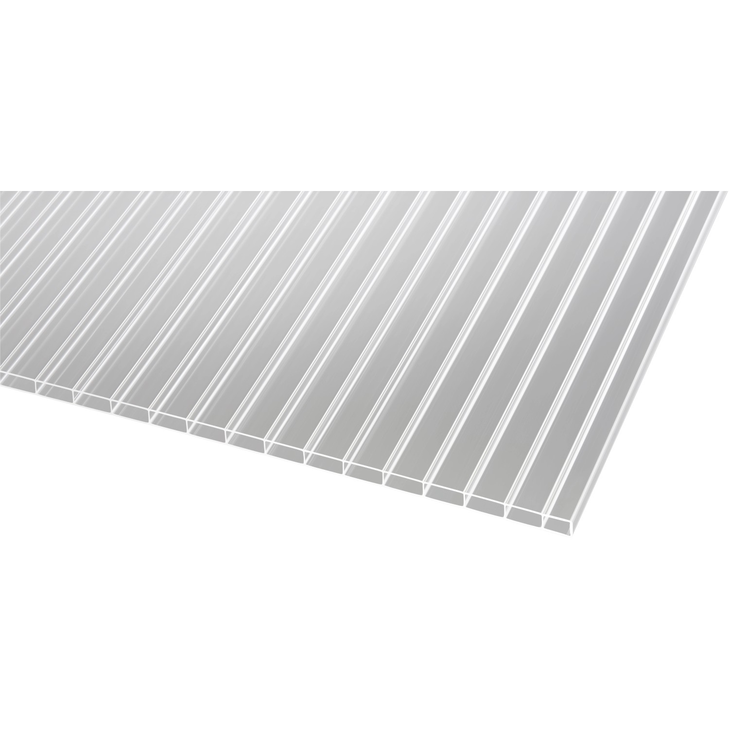 Transparente Acryl Stegdoppelplatte (16 mm) für Kunststoffbedachung, 200x98 cm.
