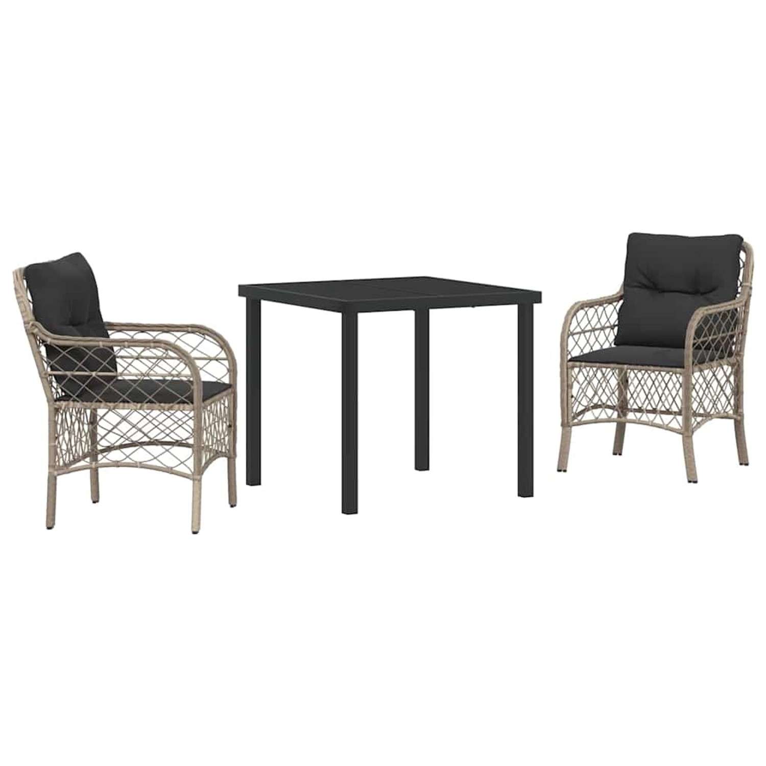 vidaXL Garten Essgruppe mit Kissen 3-Tlg Hellgrau Poly Rattan 3380239 günstig online kaufen