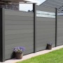 GroJa Steckzaun Solid, anthrazitgrau, mit Glas-Designeinsatz als Sichtschutz.