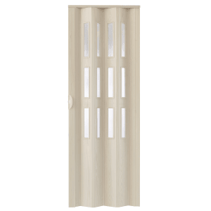 Forte Falttür Luciana Weiß mit 3D-Holzdekor und Fenstereinsätzen