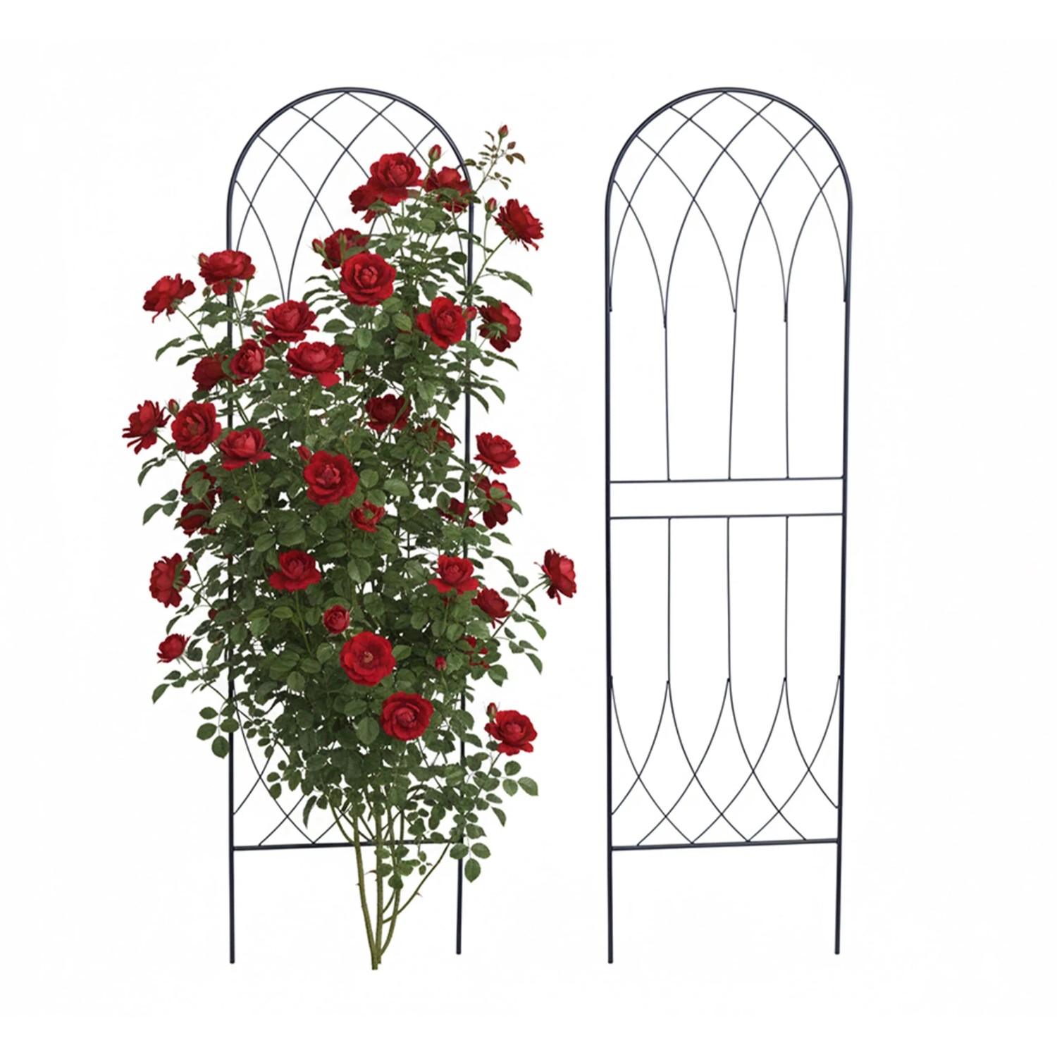 Relaxdays Rankgitter Stahl Schwarz Gebogen Wetterfest 2er Set 140 cm x 38 cm x 1 cm