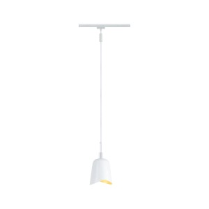 Paulmann Alvaro URail Pendel Metallschirm, weiß-gold matt, Ø 14,4 cm. Ideal für LED-Schienensysteme.