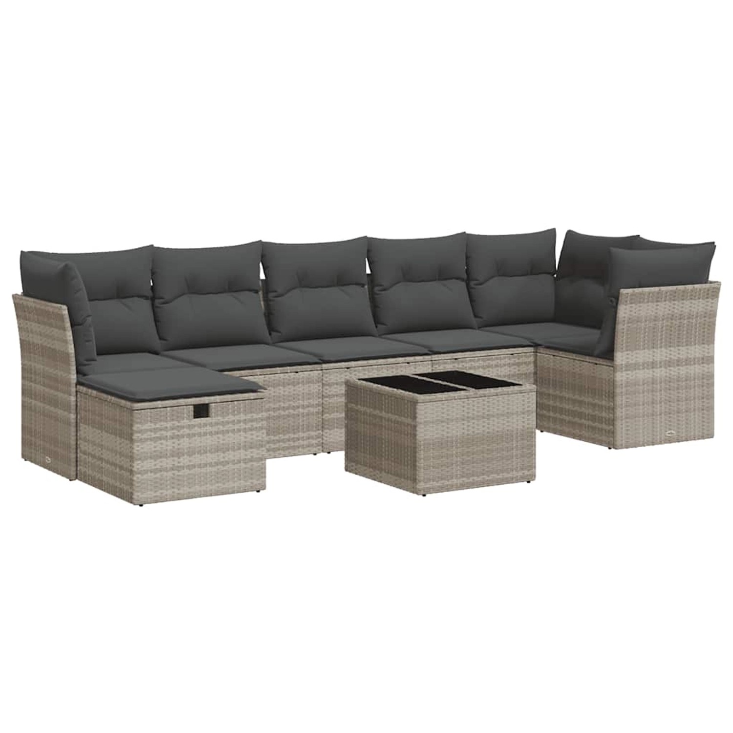 vidaXL 8-Tlg Garten-Sofagarnitur mit Kissen Hellgrau Poly Rattan 3325318 günstig online kaufen