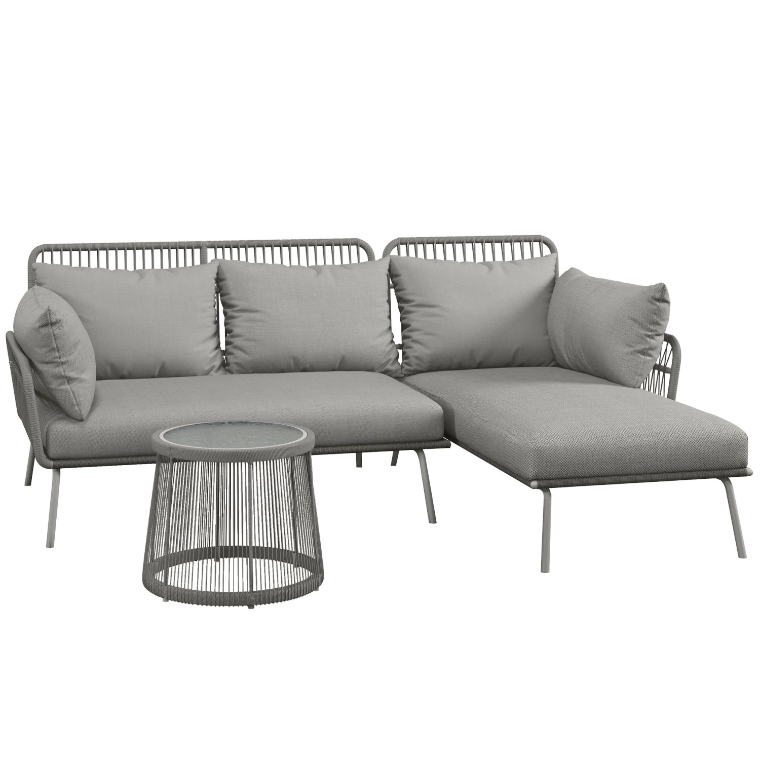 Outsunny Gartenmöbel-Set Polyester PE Rattan Hellgrau 125L x 77B x 82H cm günstig online kaufen